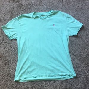 Neon green polo V-neck. (M)